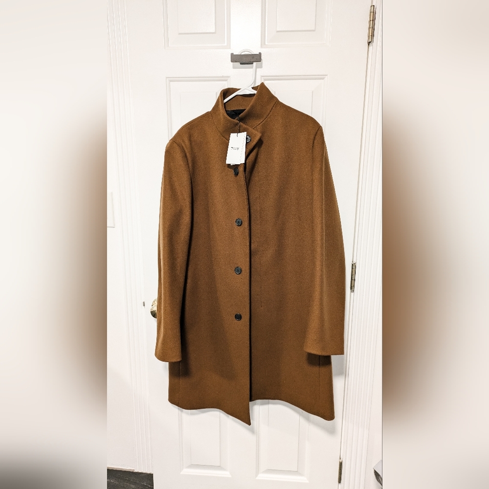 Theory Tan Button-Up Overcoat